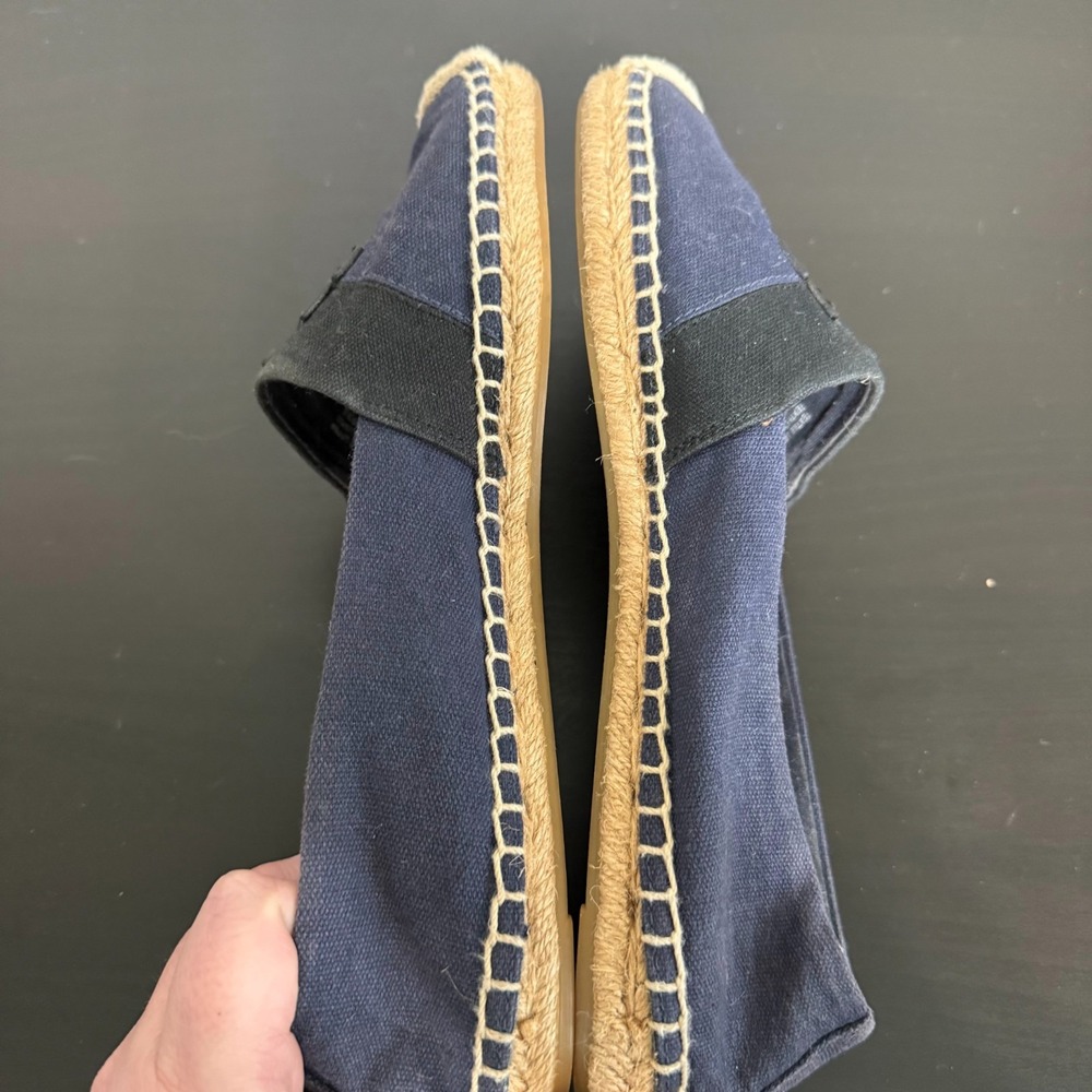 Tory Burch Weston Flat Espadrilles Womens 9 Navy‎ Canvas Classic Slip-On Shoes - Picture 6 of 8